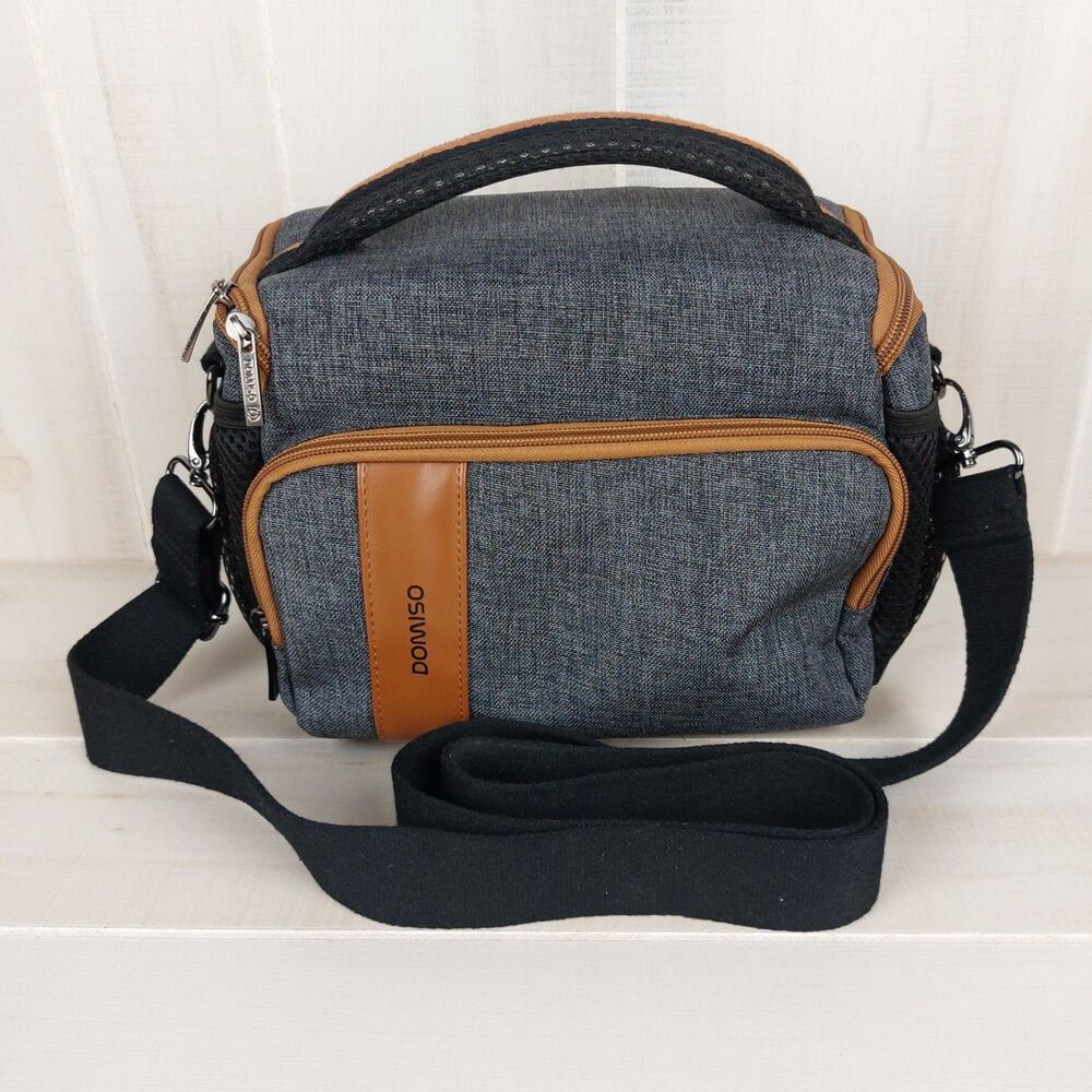 DOMISO Camera Bag Case Waterproof Anti-shock Shoulder for SLR DSLR Grey
